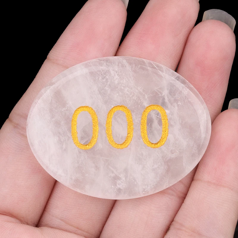 Natural Palm Stone Engraved Numbers Carved Healing Crystals Thumb Worry Stones Polished Agate Gemstone Home Decor Ornament