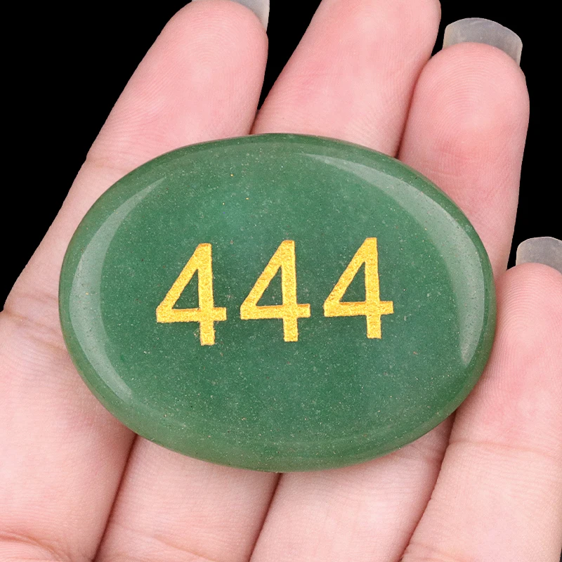 Natural Palm Stone Engraved Numbers Carved Healing Crystals Thumb Worry Stones Polished Agate Gemstone Home Decor Ornament