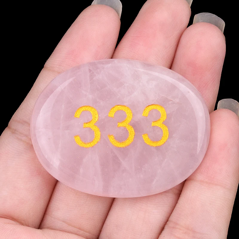 Natural Palm Stone Engraved Numbers Carved Healing Crystals Thumb Worry Stones Polished Agate Gemstone Home Decor Ornament