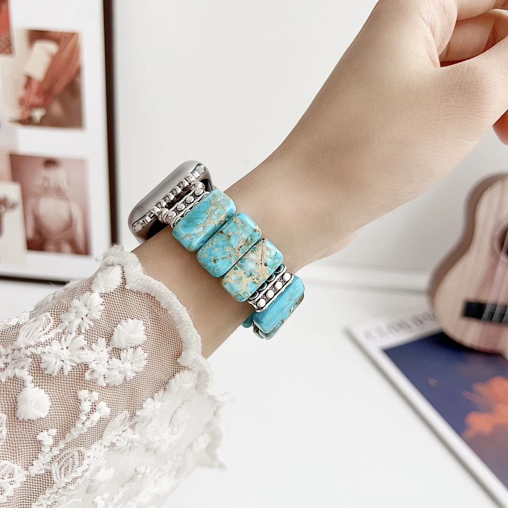 Bracelet Becorative Fancy Link Creative Colorful Natural Stone Design Correa Band For Apple Watch iWatch Strap