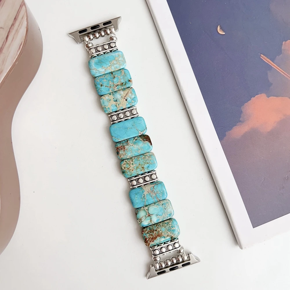 Bracelet Becorative Fancy Link Creative Colorful Natural Stone Design Correa Band For Apple Watch iWatch Strap