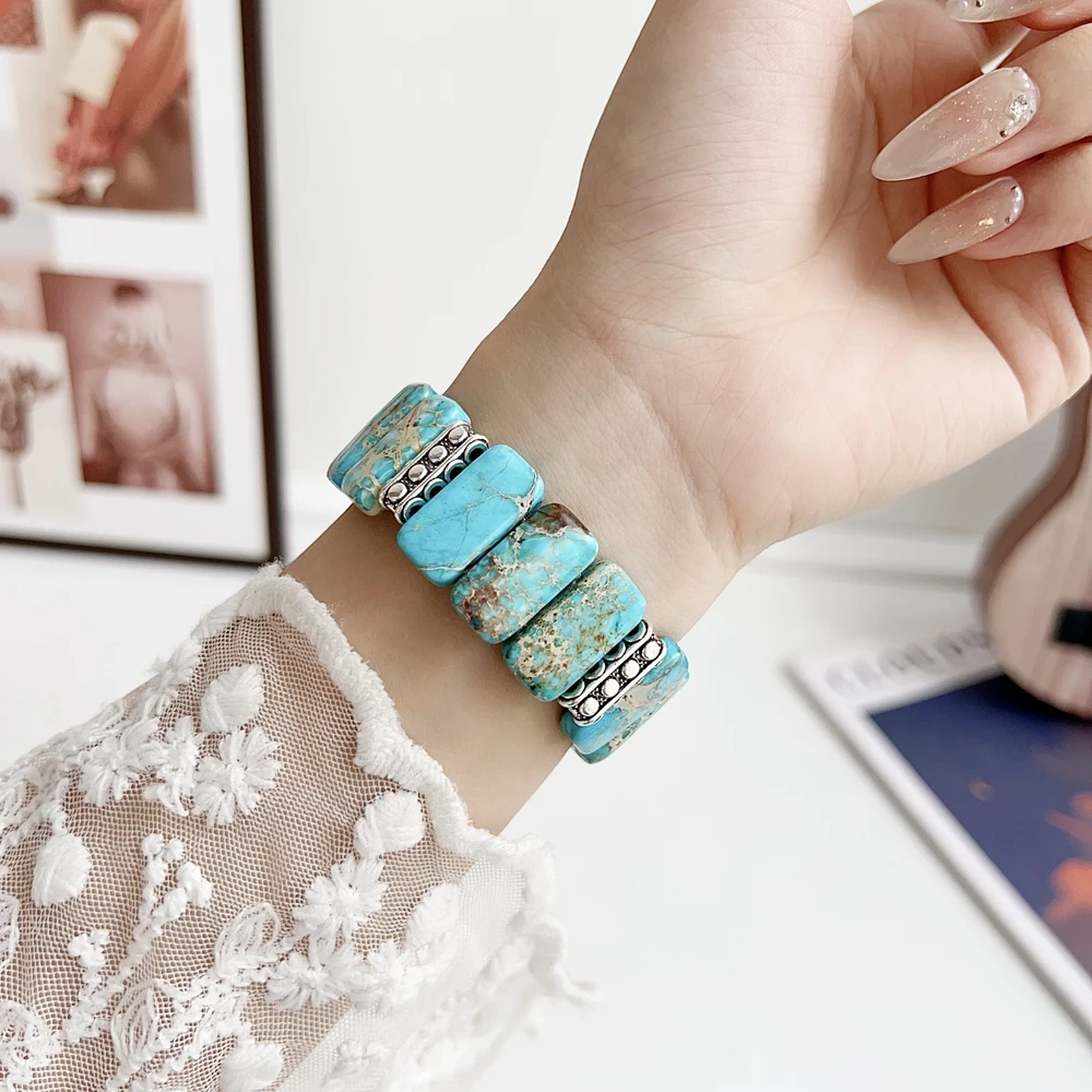 Bracelet Becorative Fancy Link Creative Colorful Natural Stone Design Correa Band For Apple Watch iWatch Strap