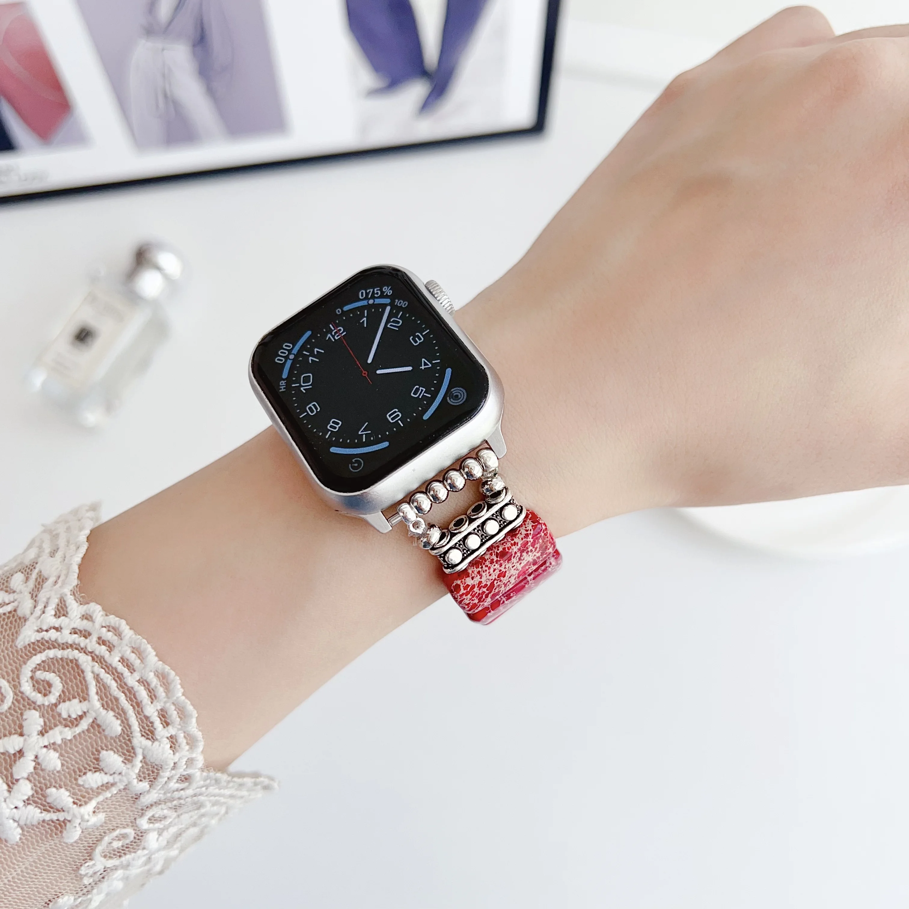 Bracelet Becorative Fancy Link Creative Colorful Natural Stone Design Correa Band For Apple Watch iWatch Strap