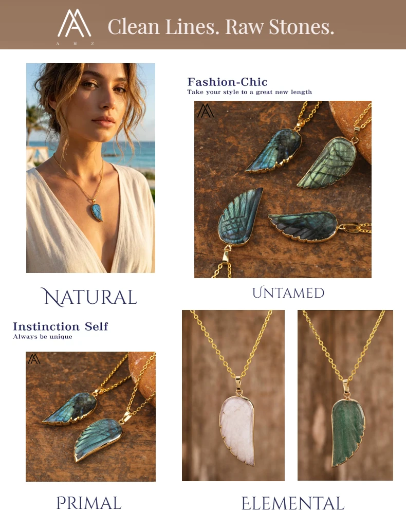 Luxury Flash Labradorite Angel Wing Pendant Necklaces Women Fashion Rainbow Fluorite Choker Necklace Jewelry Gifts Wholesales
