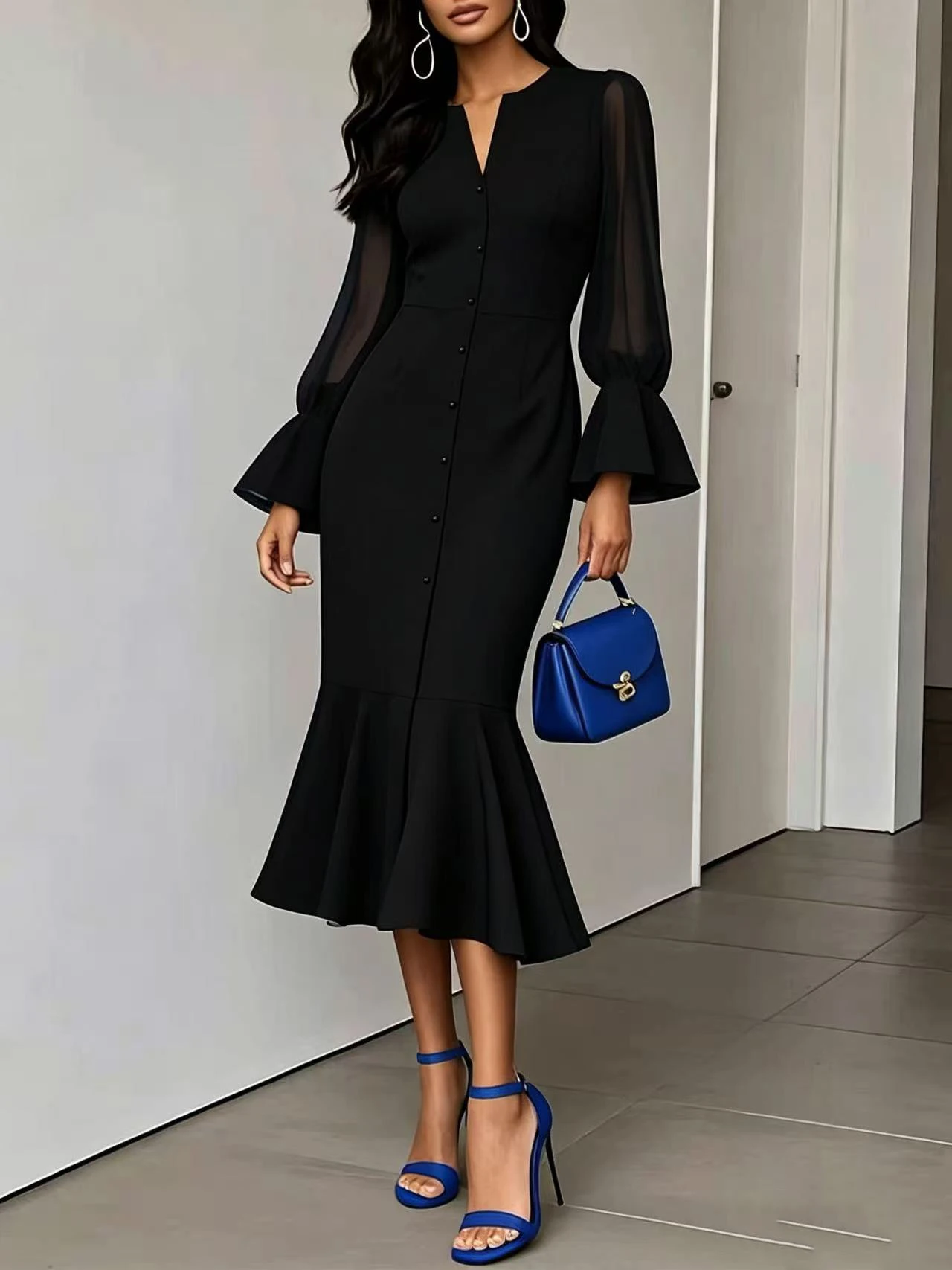 Dresses for Women Slim Long Sleeve V-Neck Women Dress New Package Hip Mermaid Dress Women Vestidos De Verano Mujer 2026 Q6765
