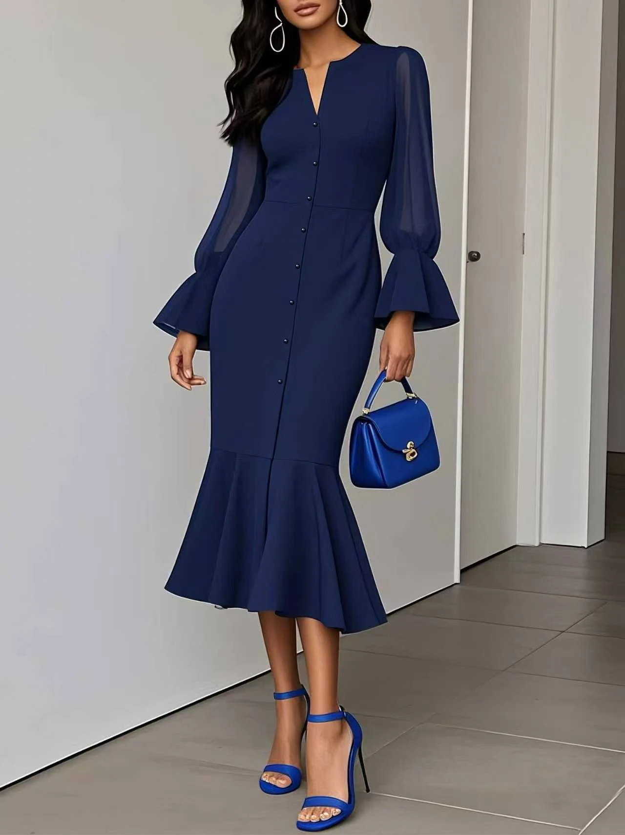 Dresses for Women Slim Long Sleeve V-Neck Women Dress New Package Hip Mermaid Dress Women Vestidos De Verano Mujer 2026 Q6765