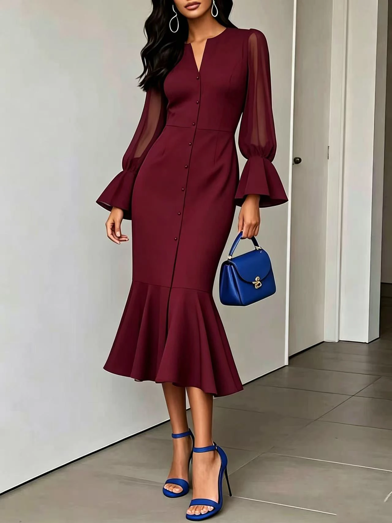 Dresses for Women Slim Long Sleeve V-Neck Women Dress New Package Hip Mermaid Dress Women Vestidos De Verano Mujer 2026 Q6765