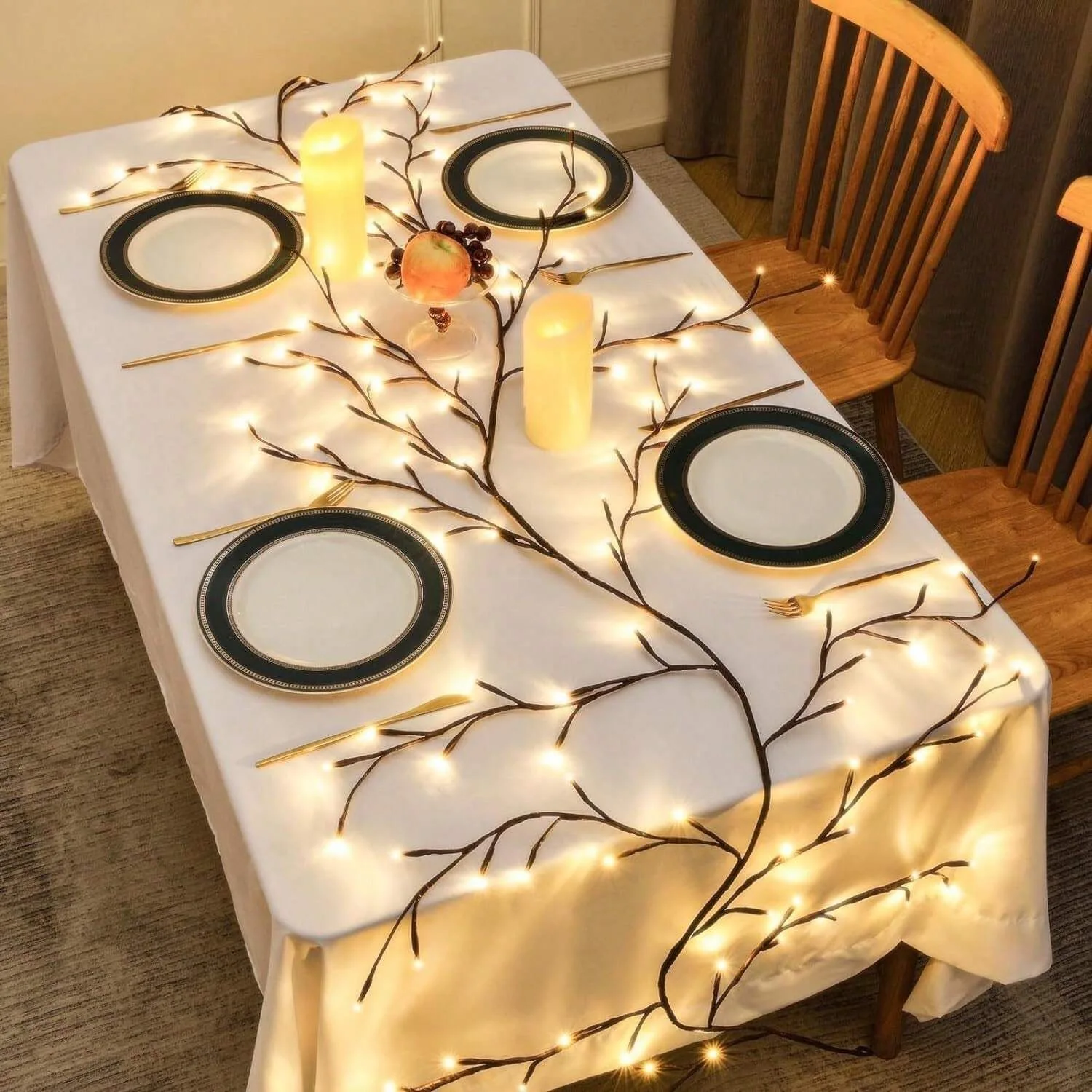 144LED Vine Branch String Lights Artificial Willow Vine Light USB Bendable DIY Indoor Decor Lighting for Bedroom Wall Holiday