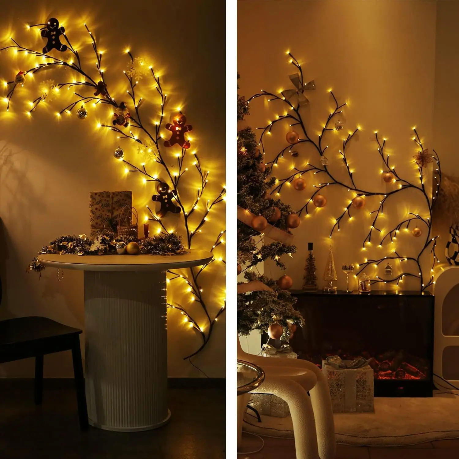 144LED Vine Branch String Lights Artificial Willow Vine Light USB Bendable DIY Indoor Decor Lighting for Bedroom Wall Holiday