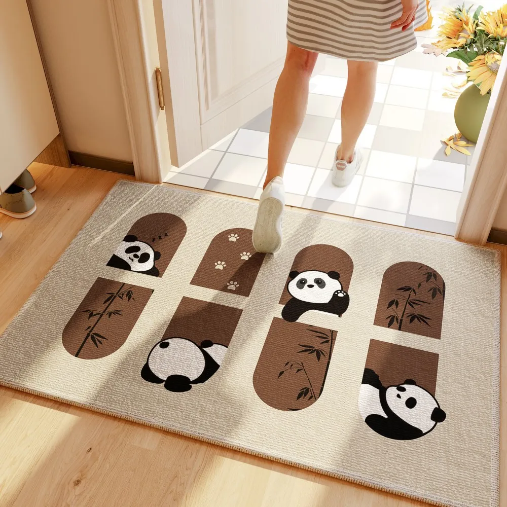 VIKAMA Entry Door Mat Cartoon Black Cat Square Floor Mat Entrance Non Slip Water Absorbent Easy To Clean Doormat Home Decoration