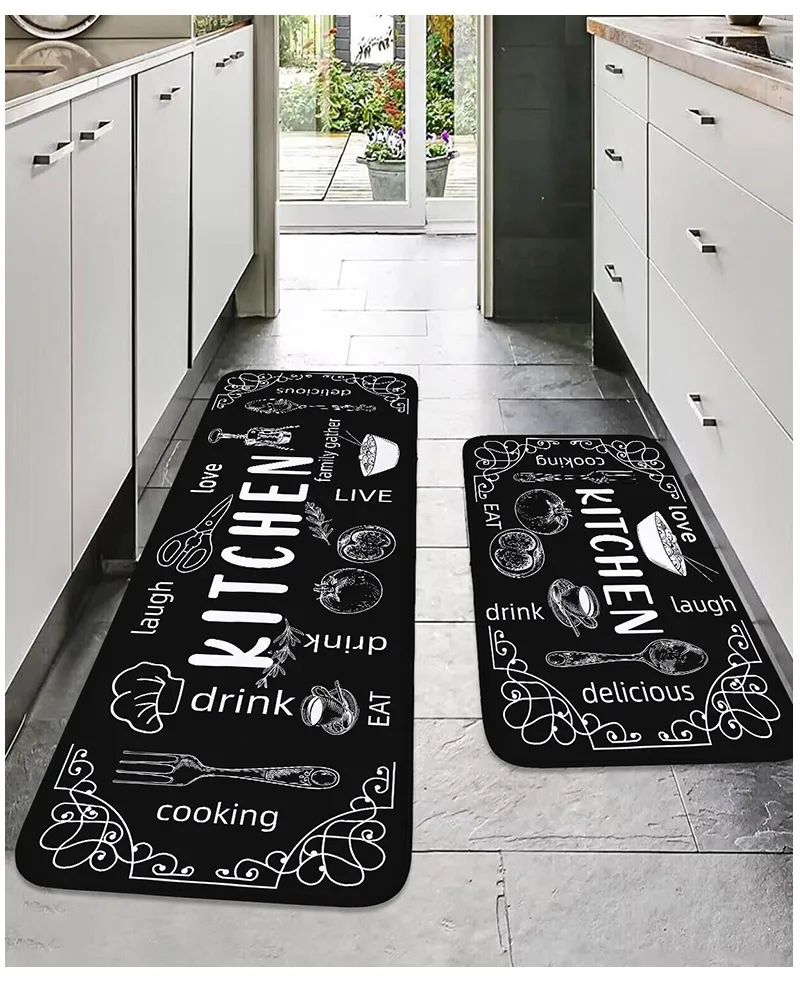 VIKAMA Kitchen Carpet Washable, Non-Slip, Absorbent Floor Mat, Bathroom Floor Mat, Absorbent Kitchen Mat, Door Mat, Room Decorat