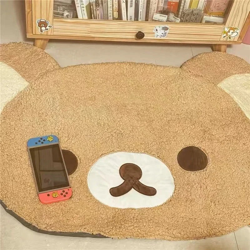 VIKAMA Cartoon Little Bear Plush Rug Anti-Slip Bedroom Bedside Carpet Living Room Children's Room Carpet Home Decor