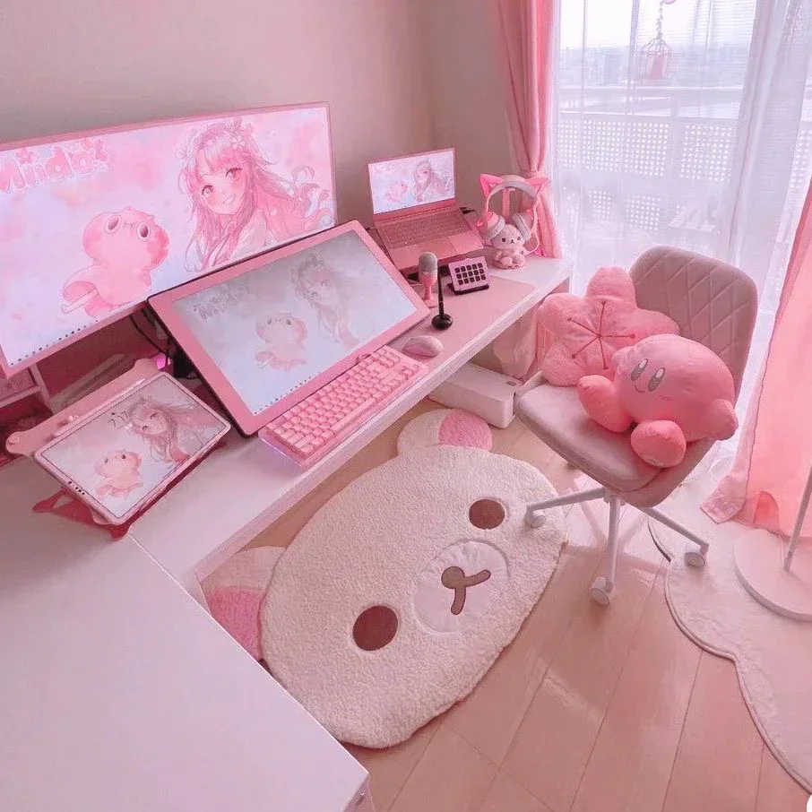 VIKAMA Cartoon Little Bear Plush Rug Anti-Slip Bedroom Bedside Carpet Living Room Children's Room Carpet Home Decor