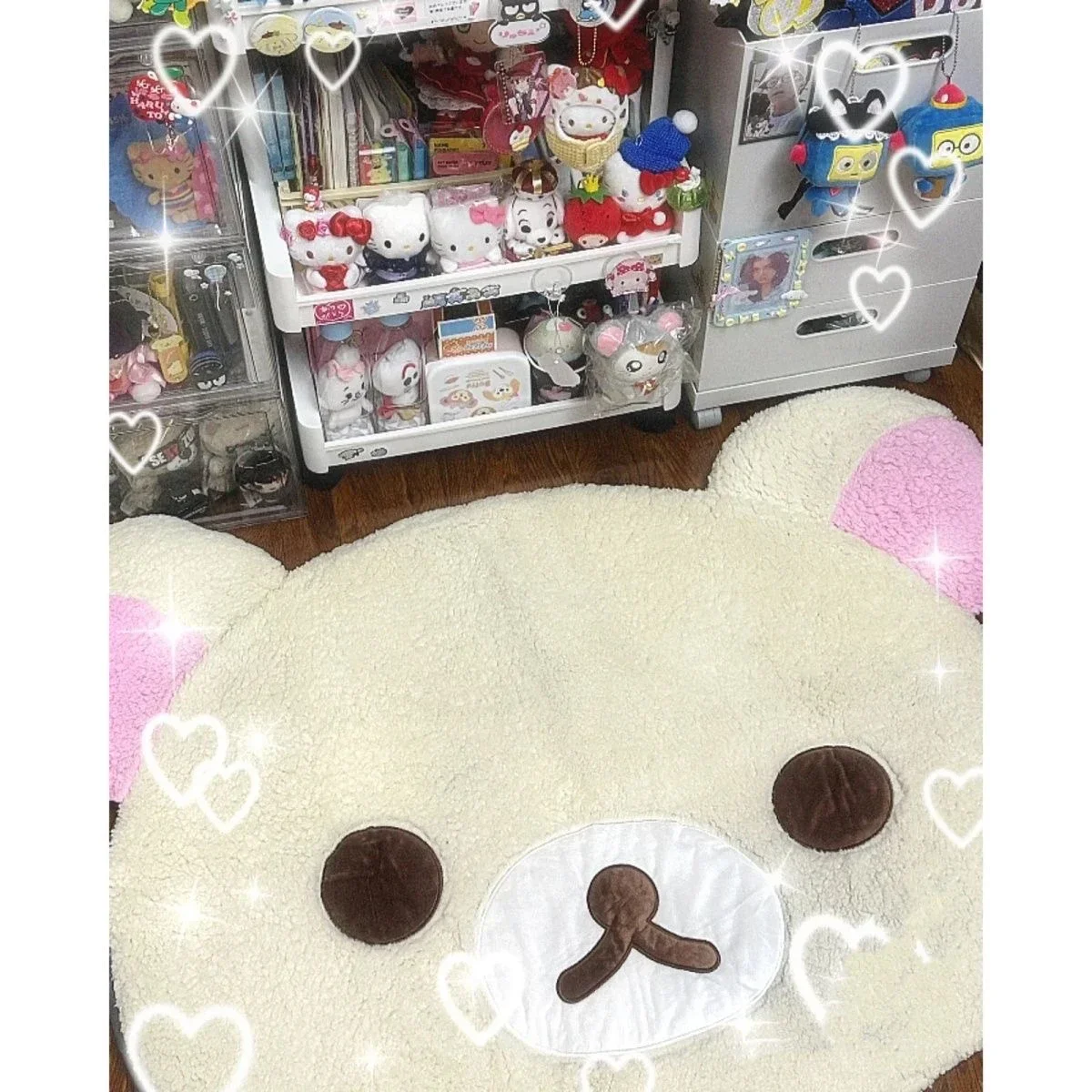 VIKAMA Cartoon Little Bear Plush Rug Anti-Slip Bedroom Bedside Carpet Living Room Children's Room Carpet Home Decor