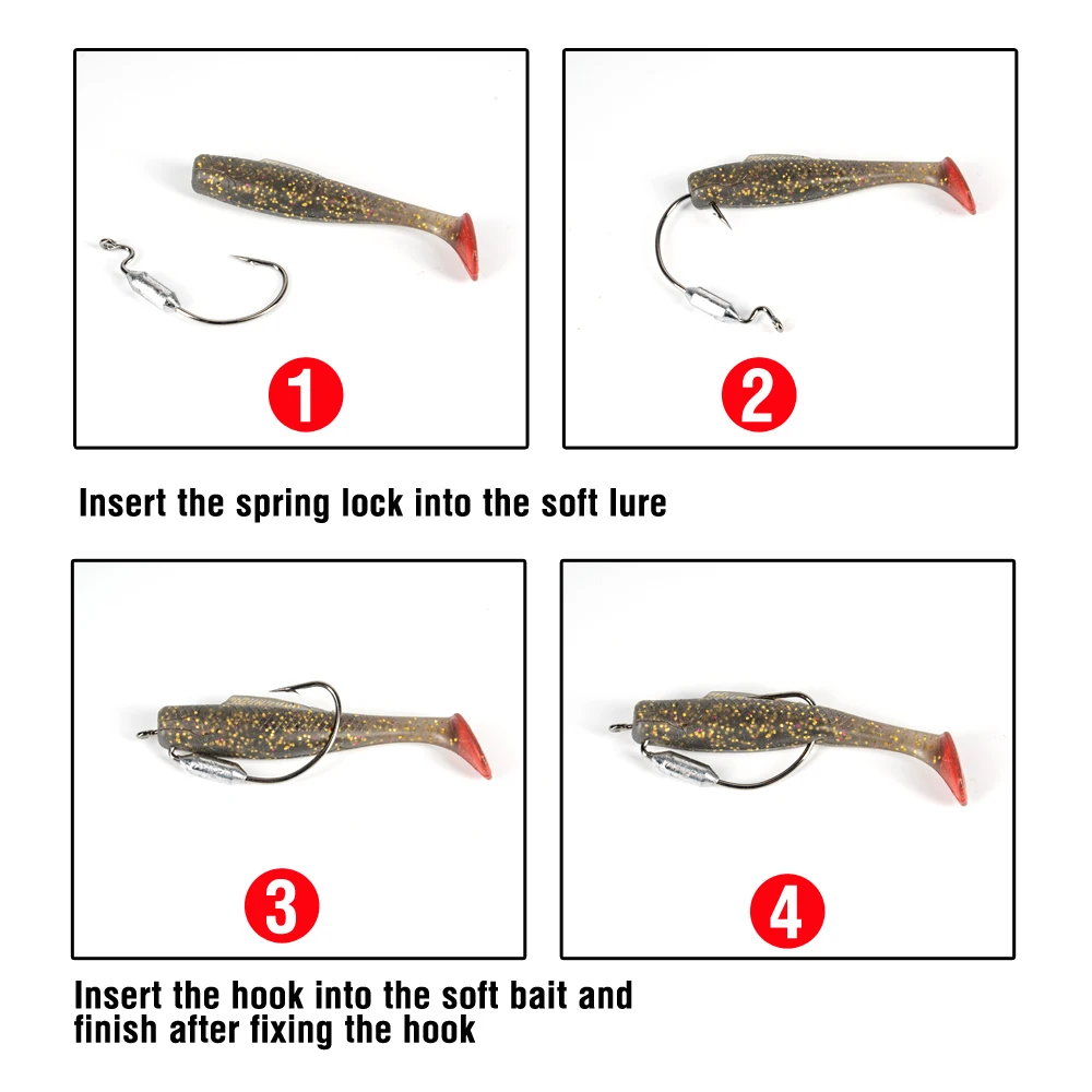 10Pcs Weighted Fishing Hooks 1# 1/0# 2/0# 3/0# 4/0# Offset Wide Gap Worm Hooks Bass Swimbait Hooks for Soft Lures