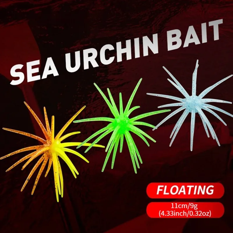 3PCS Dice Fishing Sea Urchin Lures 11cm 8.7g Silicone Worm Silicone Worm Lure Handmade Artificial Tackle.