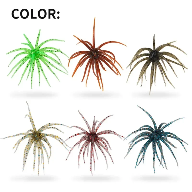 3PCS Dice Fishing Sea Urchin Lures 11cm 8.7g Silicone Worm Silicone Worm Lure Handmade Artificial Tackle.