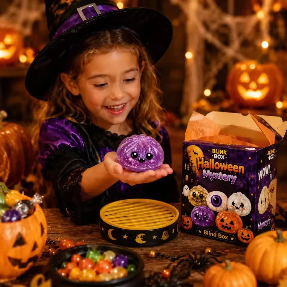 Halloween Simulation Dumpling Pectin Squishy Rebound Soft Squeeze Stress Ball Box Anti-Stress Toy Sensory Blind Box Gift