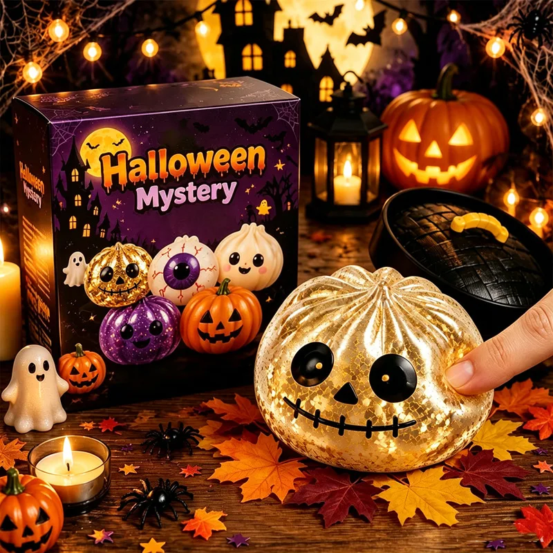 Halloween Simulation Dumpling Pectin Squishy Rebound Soft Squeeze Stress Ball Box Anti-Stress Toy Sensory Blind Box Gift