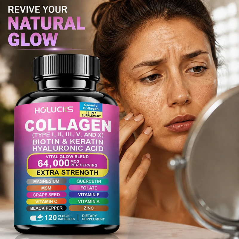 Collagen Complex Supplement with Biotin & Hyaluronic Acid, Hair Skin & Nails Support,Beauty Nutrition Formula for Skin Hydration