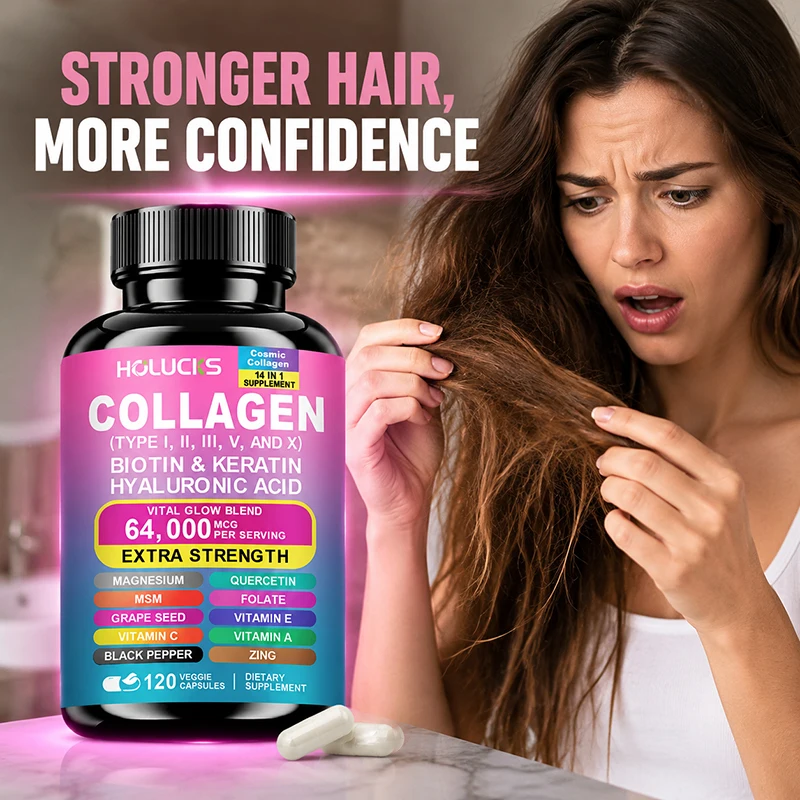 Collagen Complex Supplement with Biotin & Hyaluronic Acid, Hair Skin & Nails Support,Beauty Nutrition Formula for Skin Hydration