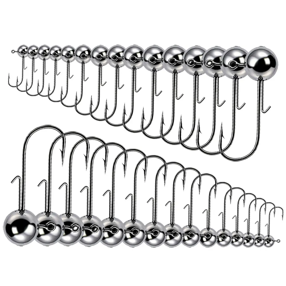 30pcs/lot 1g-20g jig fishing hooks with auxiliary hook, jig head and soft worm fishing hooks for various weights of freshwate