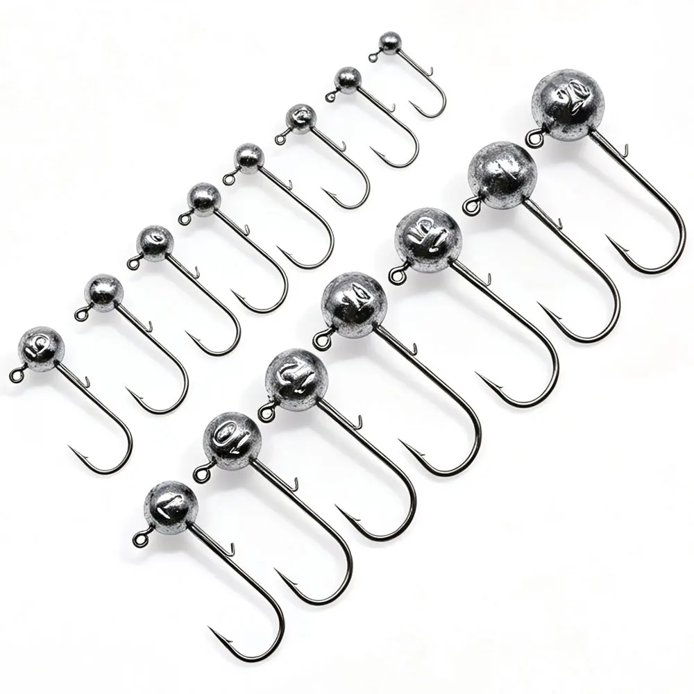 30pcs/lot 1g-20g jig fishing hooks with auxiliary hook, jig head and soft worm fishing hooks for various weights of freshwate