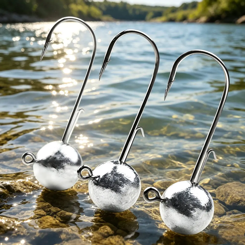 30pcs/lot 1g-20g jig fishing hooks with auxiliary hook, jig head and soft worm fishing hooks for various weights of freshwate