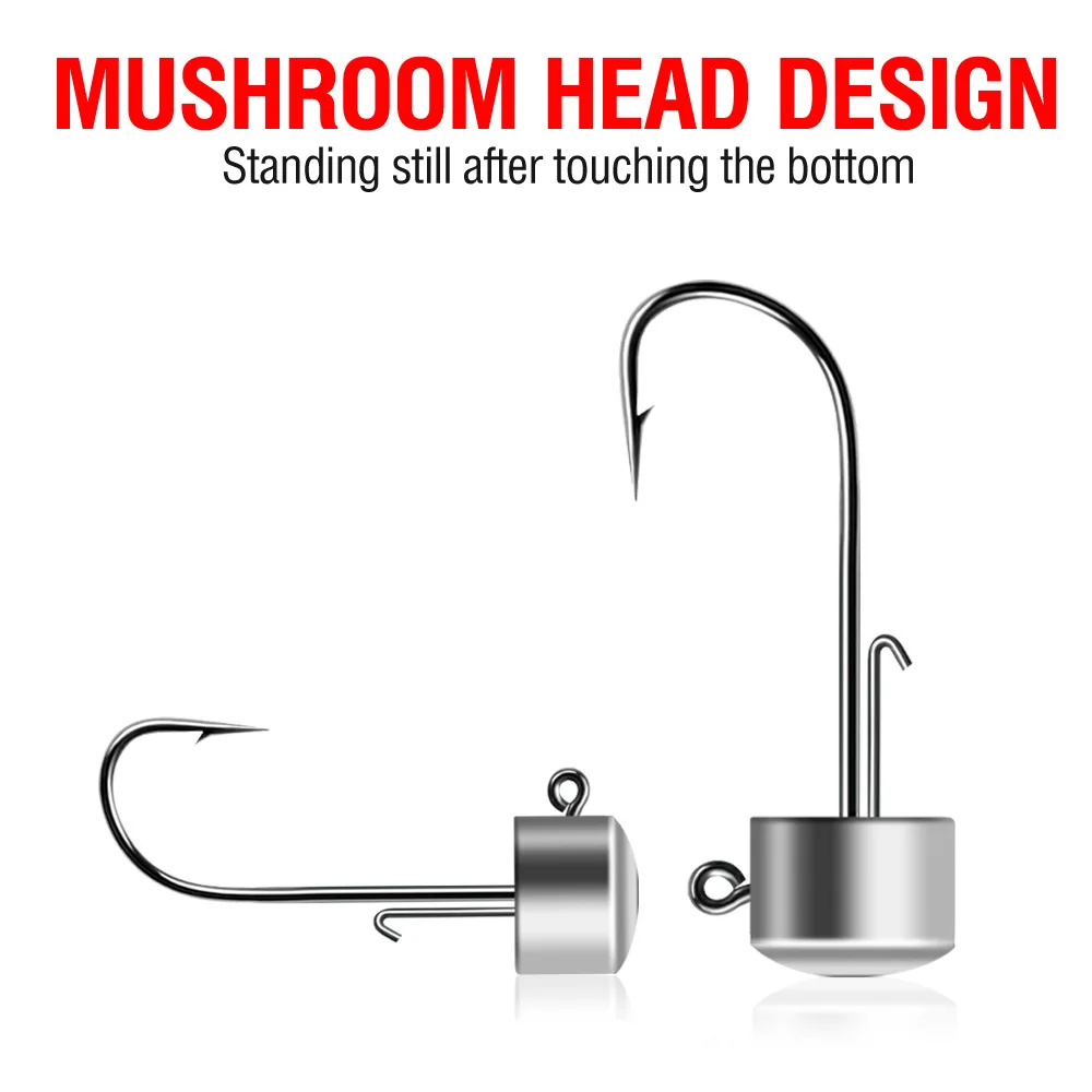 20pcs Ned Rig Jig Heads Fishing Hooks Mushroom Head Hooks 2.5-14g High Carbon Steel Fishing Tackle for Soft Plastic Baits