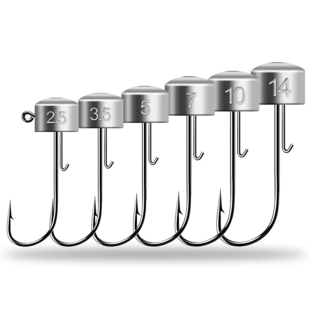 20pcs Ned Rig Jig Heads Fishing Hooks Mushroom Head Hooks 2.5-14g High Carbon Steel Fishing Tackle for Soft Plastic Baits