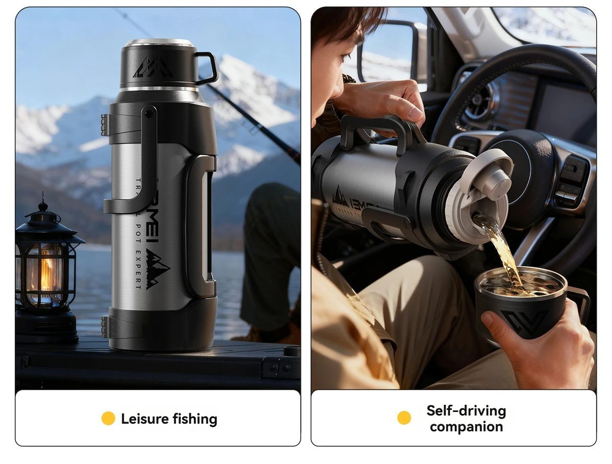 Nrmei Large Capacity Stainless Steel Water Bottle Insulated Vacuum Flask for Outdoor Camping And Adventure Water Preservation