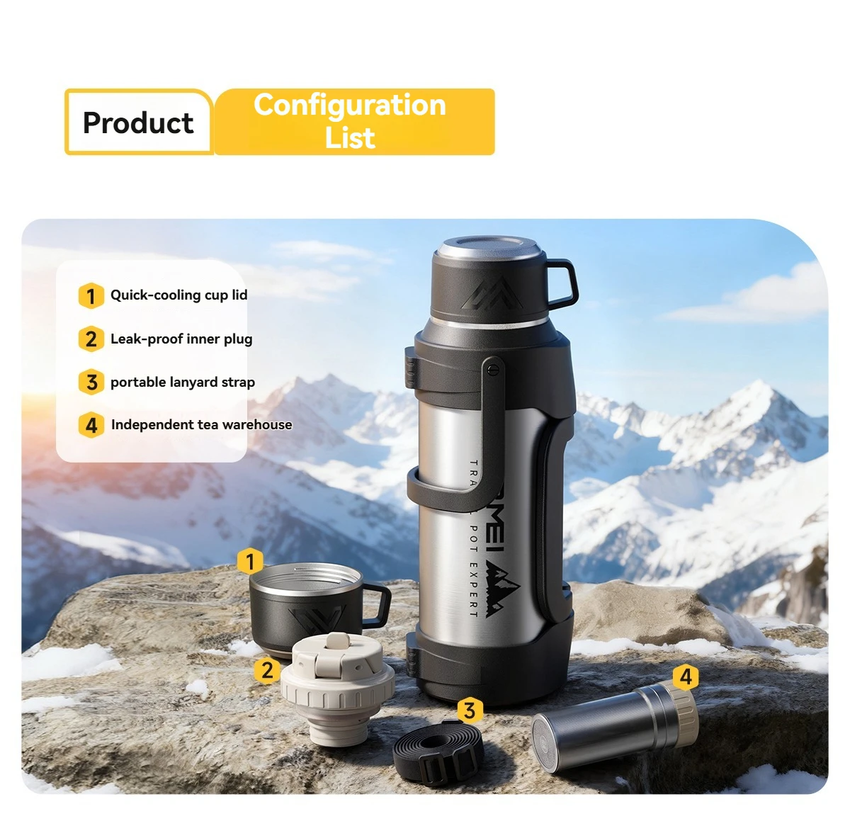 Nrmei Large Capacity Stainless Steel Water Bottle Insulated Vacuum Flask for Outdoor Camping And Adventure Water Preservation