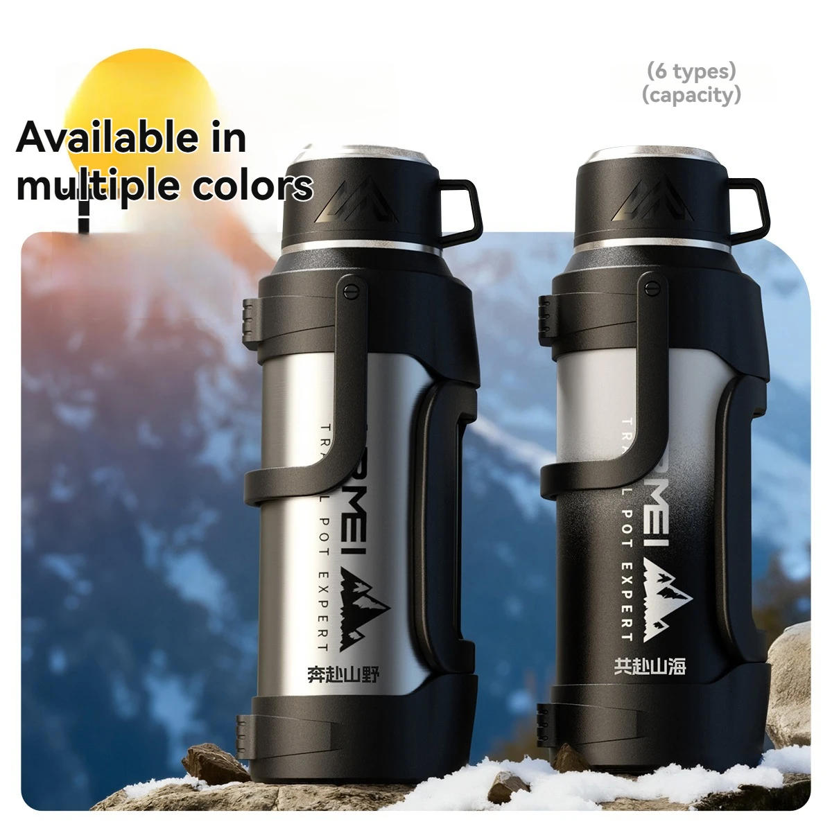 Nrmei Large Capacity Stainless Steel Water Bottle Insulated Vacuum Flask for Outdoor Camping And Adventure Water Preservation