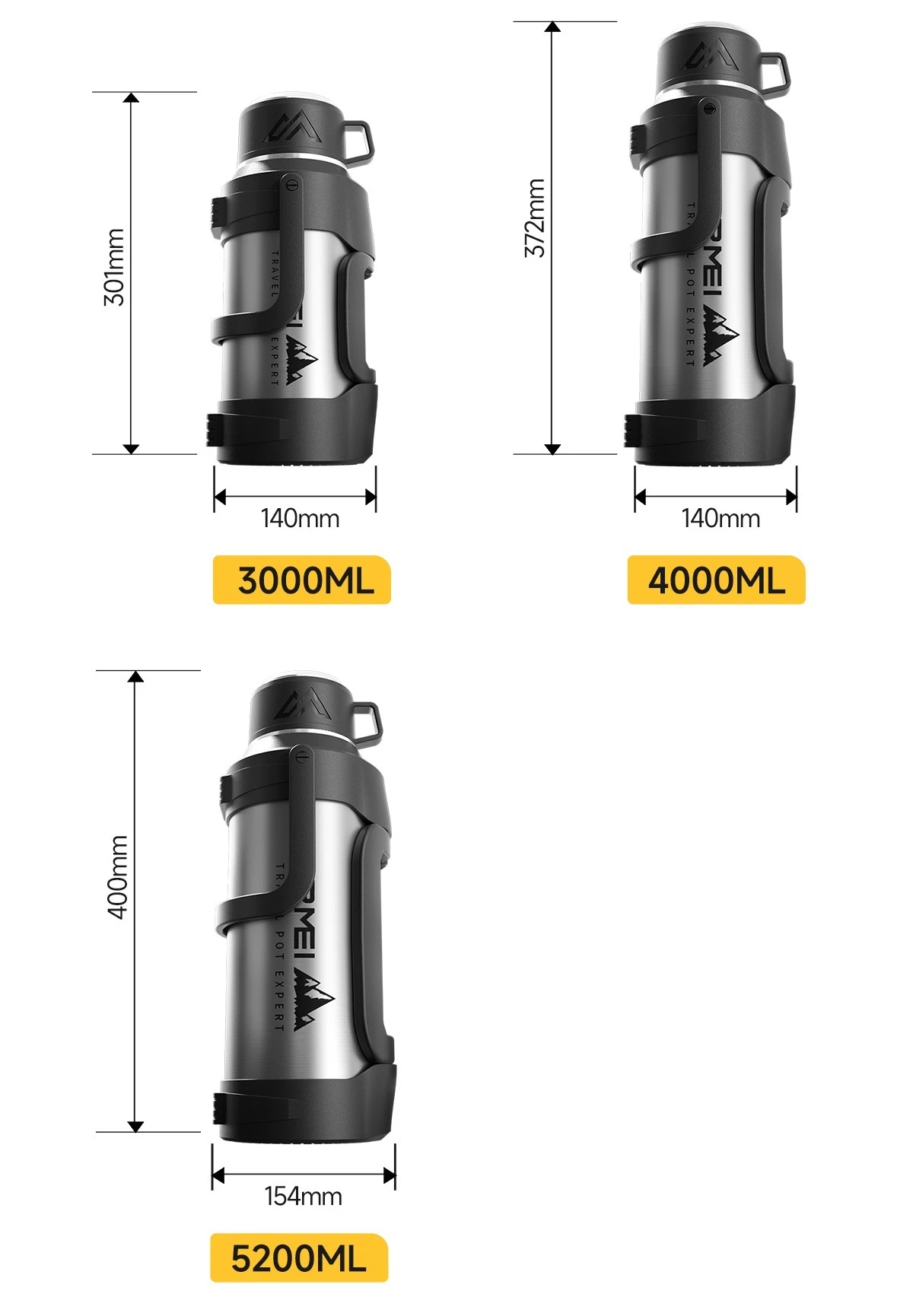 Nrmei Large Capacity Stainless Steel Water Bottle Insulated Vacuum Flask for Outdoor Camping And Adventure Water Preservation