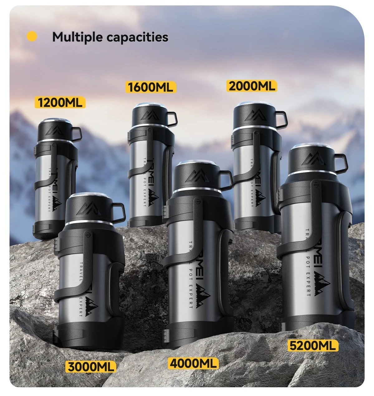 Nrmei Large Capacity Stainless Steel Water Bottle Insulated Vacuum Flask for Outdoor Camping And Adventure Water Preservation