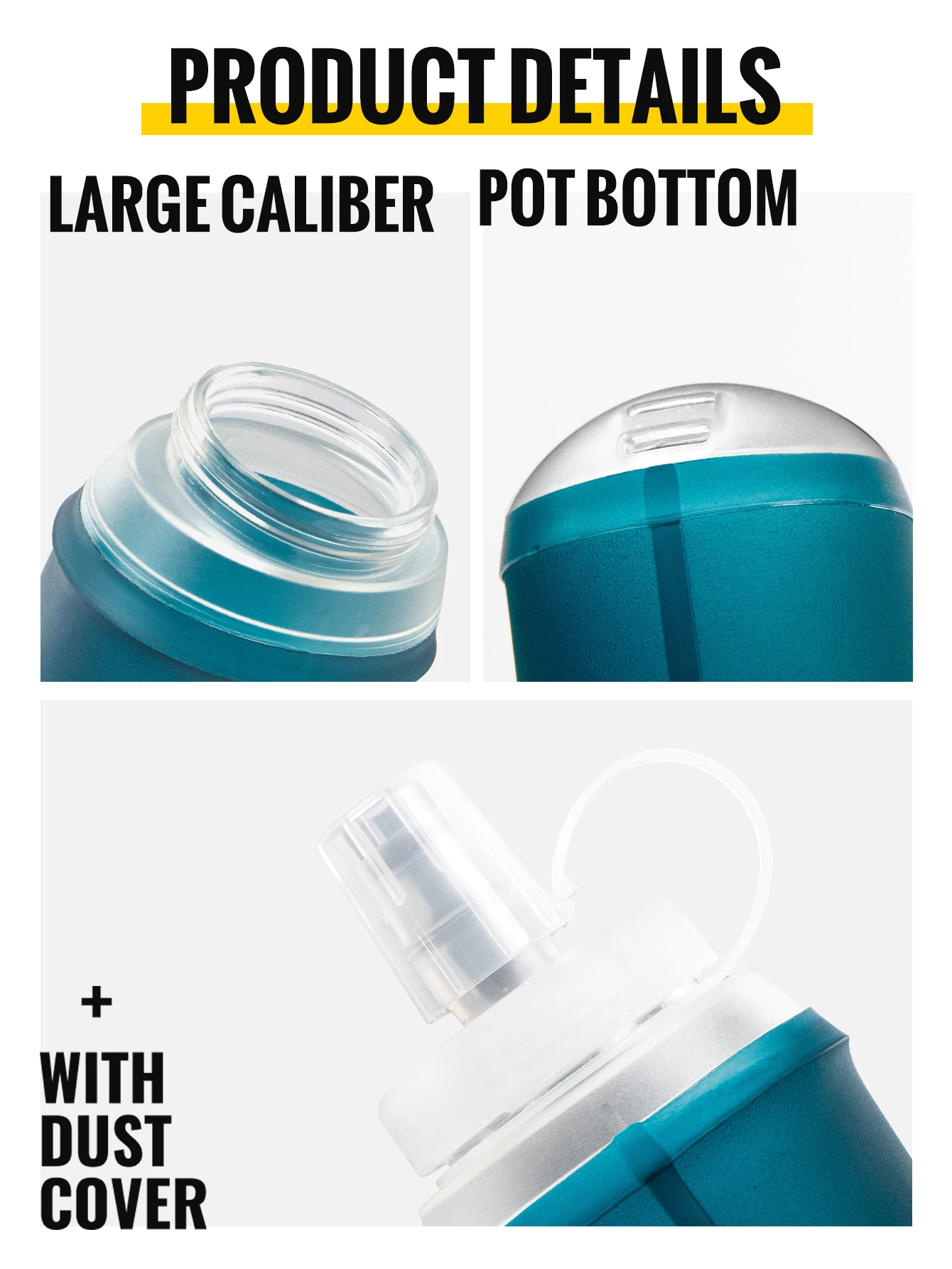 WRELS 500ML TPU Soft Folding Travel Water Bottles BPA-Free Collapsible Sports Flasks Running Hiking Bicycle Fitness Water Bottle