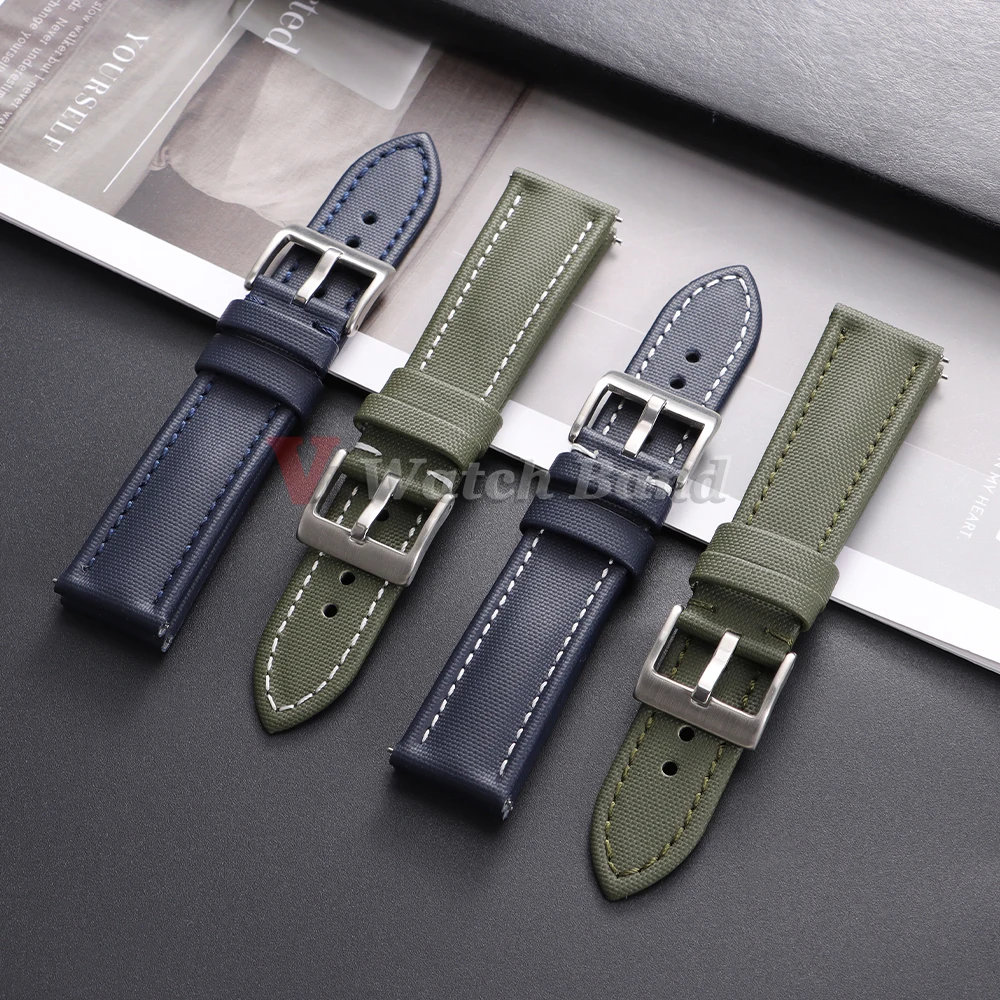 Premium Sailcloth Watch Band for Blancpain Straps Waterproof Canvas Nylon Quick Release Bracelets 18mm 19mm 21mm 20mm 22mm Belt