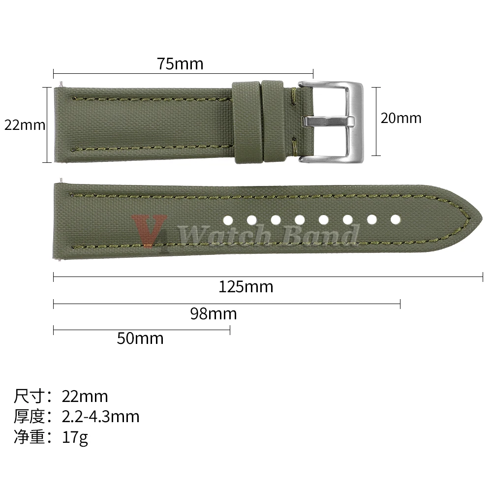 Premium Sailcloth Watch Band for Blancpain Straps Waterproof Canvas Nylon Quick Release Bracelets 18mm 19mm 21mm 20mm 22mm Belt