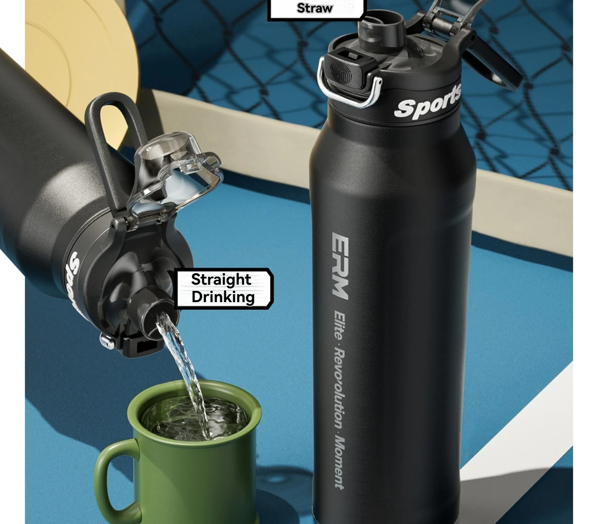Stainless Steel Water Bottle Cycling Tumble Insulated Cold And Hot Flasks Double Wall Portable With Handle Sports Outdoor Cup