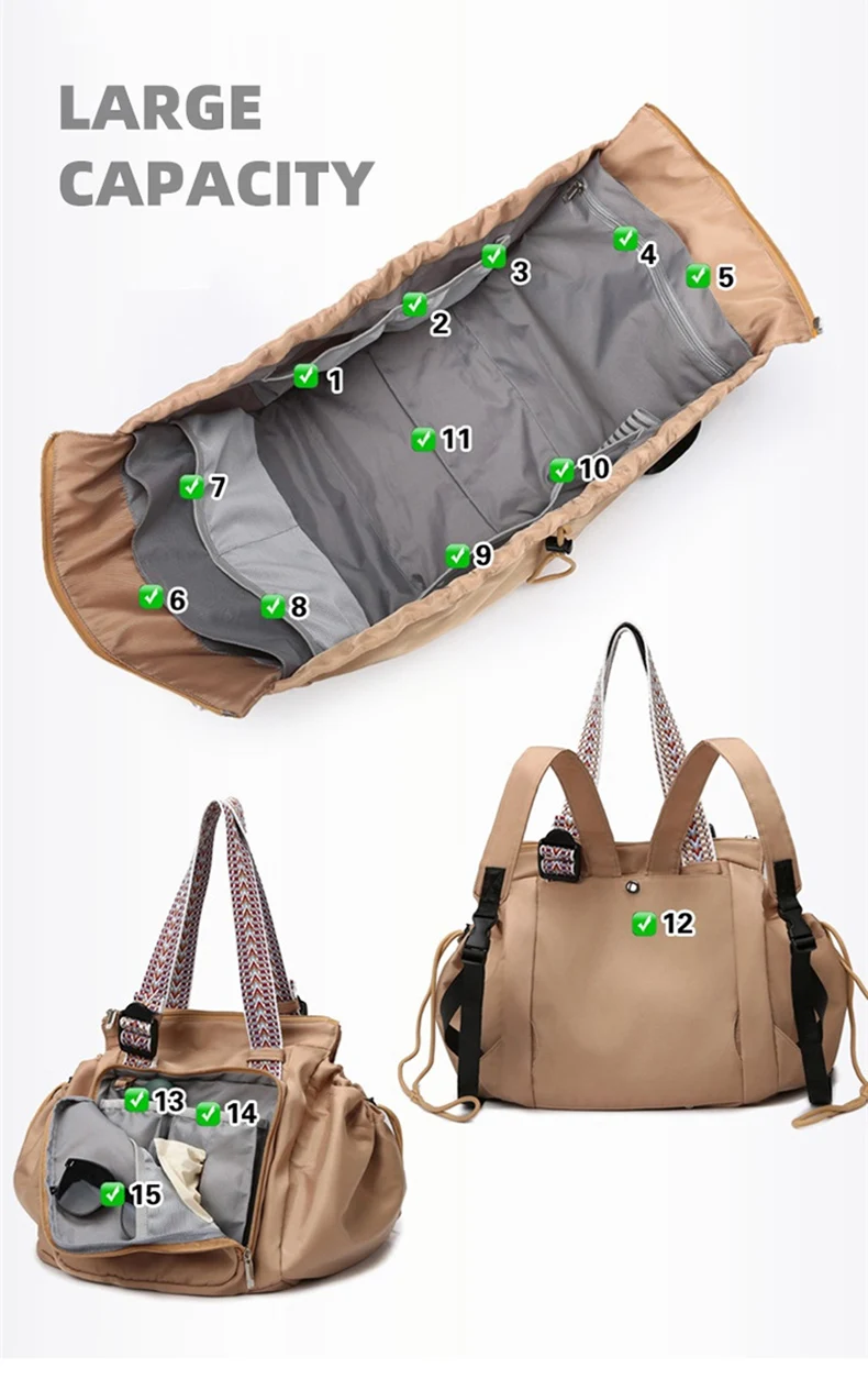 Sport Versatile Backpack Gym Yoga Fitness Bag Large Drawstring Handbag Shoulder Women Tote Outdoor Shopping Rucksack Mommy Bag