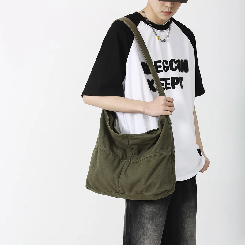 Simple Solid Color College Shoulder Bag Women Male Student Canvas Crossbody Bag Men Cool Schoolbags Female Travel Messenger Bags