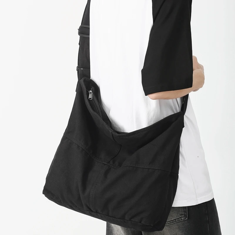 Simple Solid Color College Shoulder Bag Women Male Student Canvas Crossbody Bag Men Cool Schoolbags Female Travel Messenger Bags