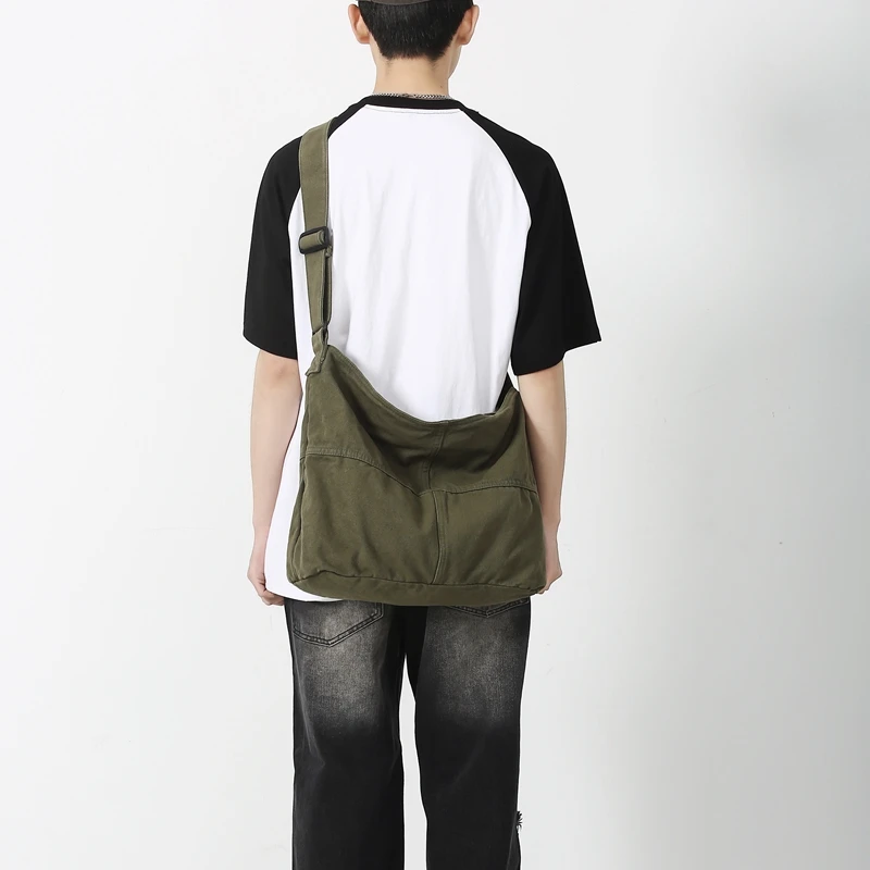 Simple Solid Color College Shoulder Bag Women Male Student Canvas Crossbody Bag Men Cool Schoolbags Female Travel Messenger Bags