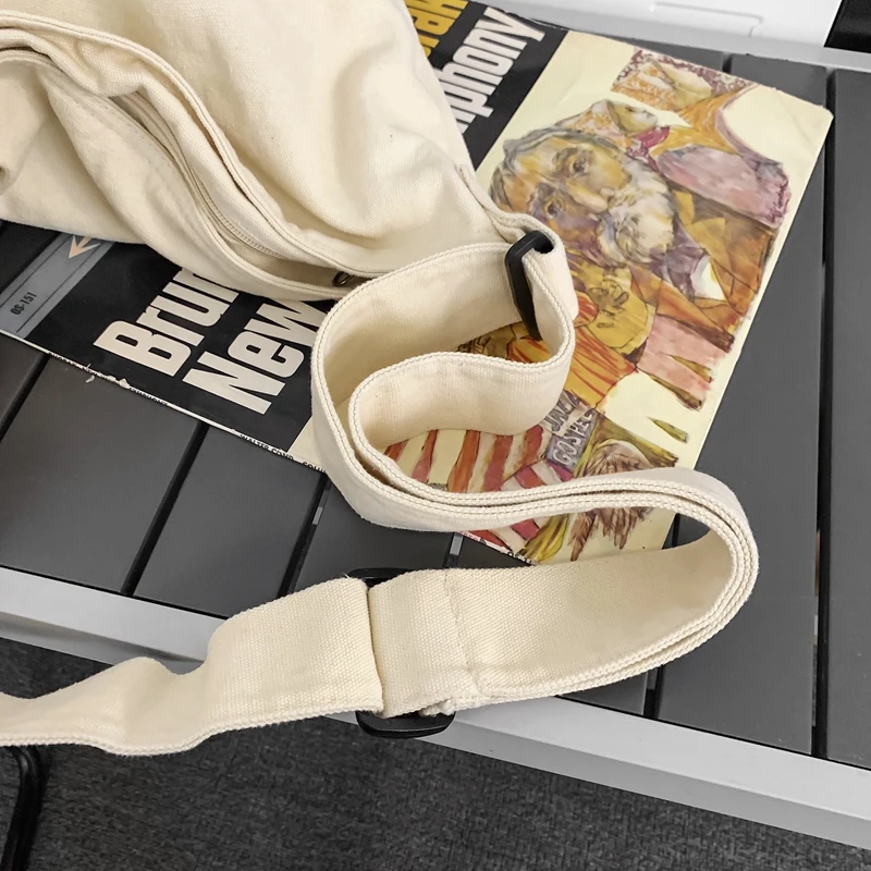 Simple Solid Color College Shoulder Bag Women Male Student Canvas Crossbody Bag Men Cool Schoolbags Female Travel Messenger Bags