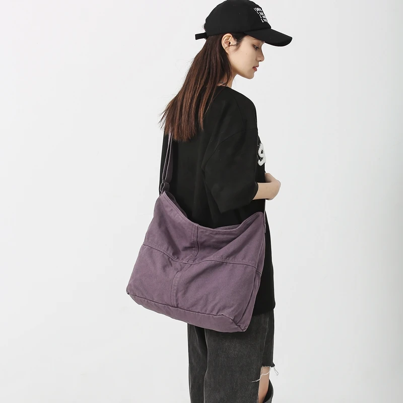 Simple Solid Color College Shoulder Bag Women Male Student Canvas Crossbody Bag Men Cool Schoolbags Female Travel Messenger Bags