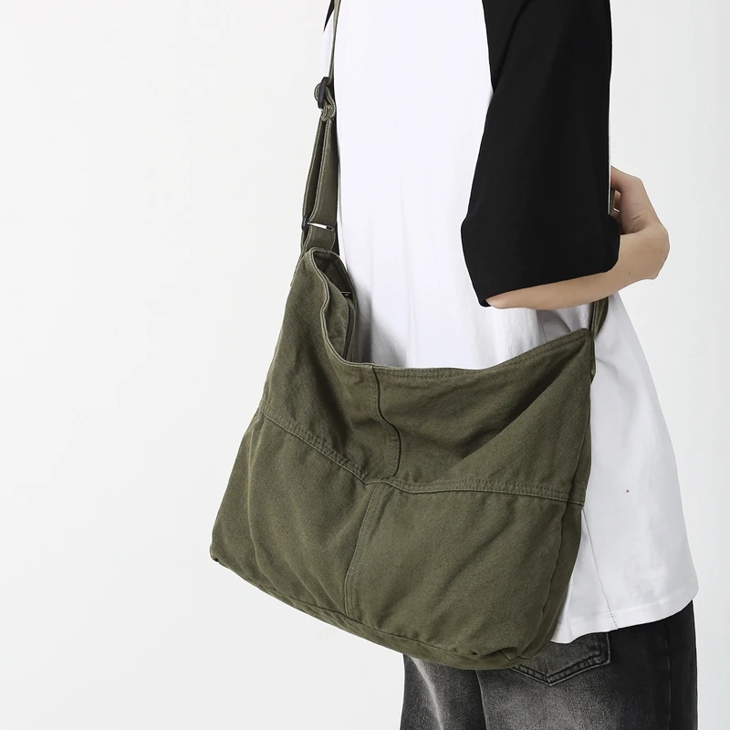 Simple Solid Color College Shoulder Bag Women Male Student Canvas Crossbody Bag Men Cool Schoolbags Female Travel Messenger Bags