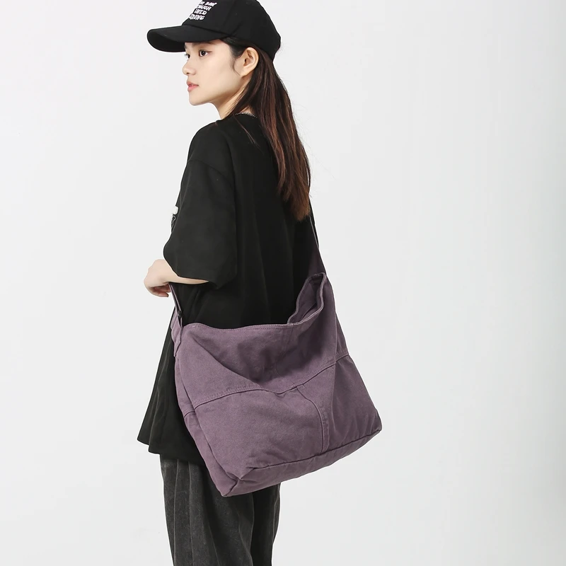 Simple Solid Color College Shoulder Bag Women Male Student Canvas Crossbody Bag Men Cool Schoolbags Female Travel Messenger Bags