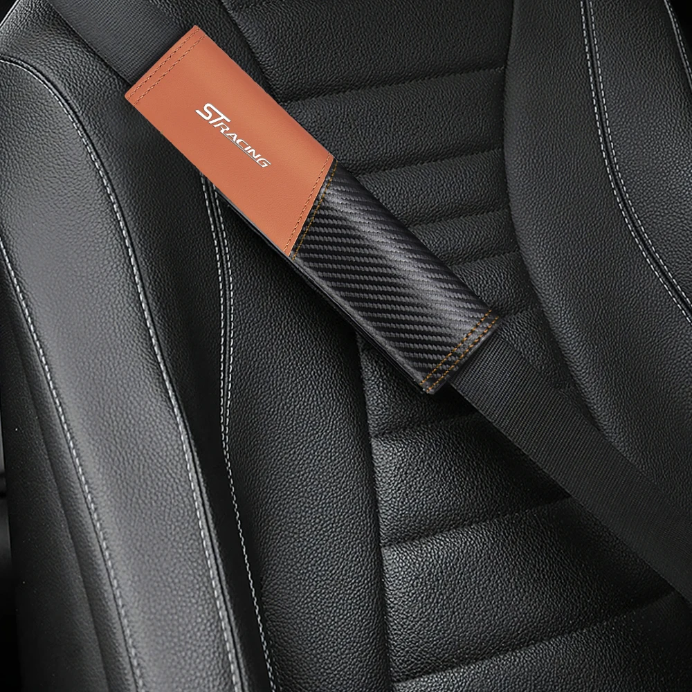 2pcs Seat Belt Covers Car Safety Belts Cover Auto Accessories For Ford Mustang Foose Explorer Mondeo Shelby Fiesta Focus Fusion