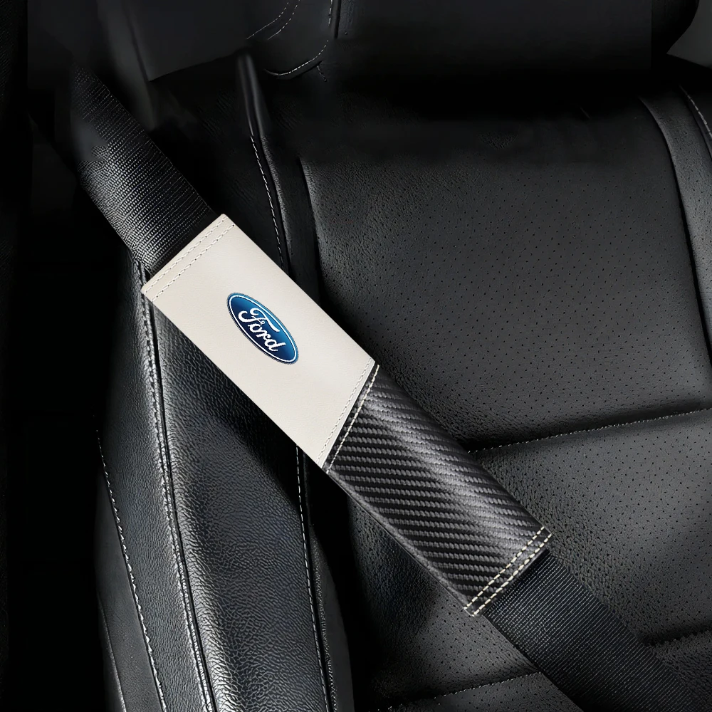 2pcs Seat Belt Covers Car Safety Belts Cover Auto Accessories For Ford Mustang Foose Explorer Mondeo Shelby Fiesta Focus Fusion