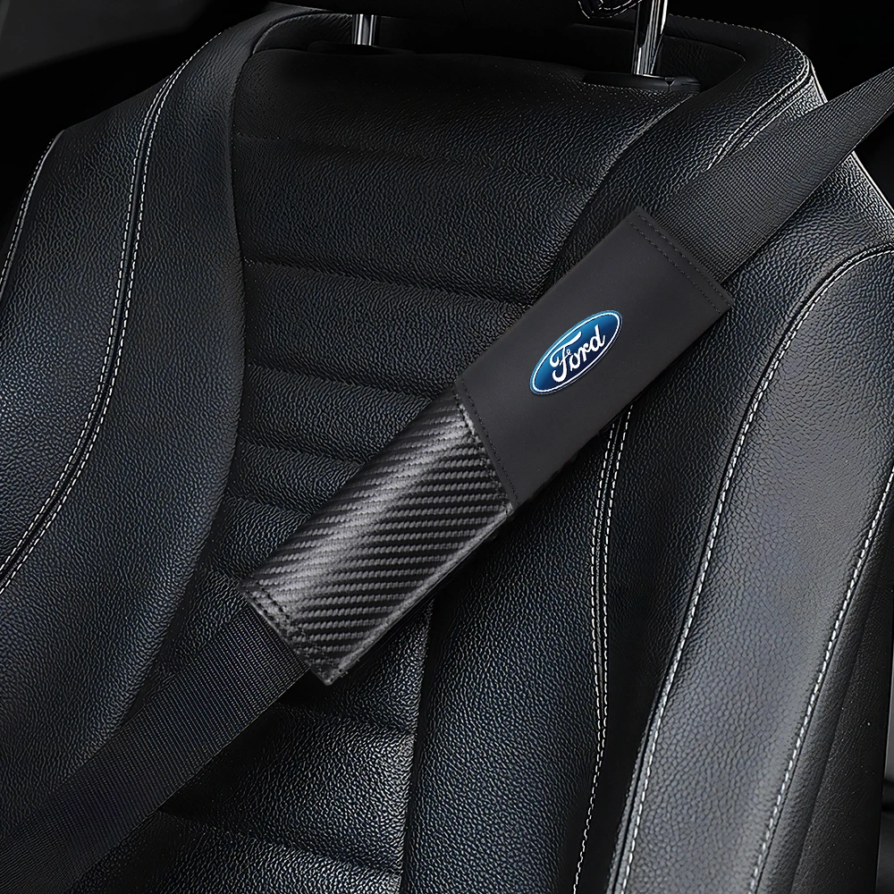 2pcs Seat Belt Covers Car Safety Belts Cover Auto Accessories For Ford Mustang Foose Explorer Mondeo Shelby Fiesta Focus Fusion